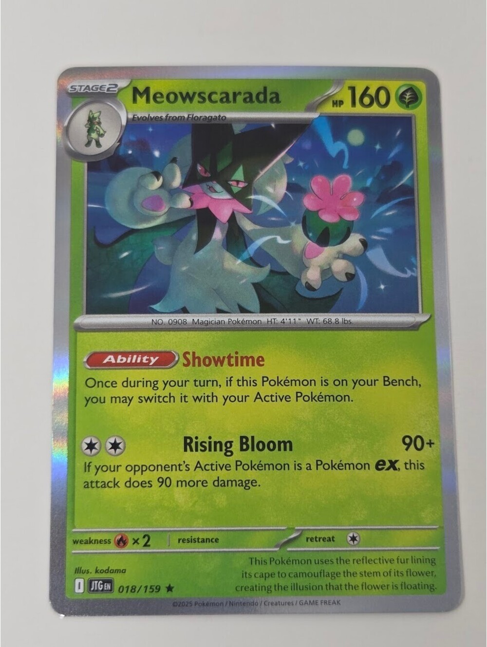 Pokemon TCG Meowscarada 018/159 Crown Zenith Reverse Holo Rare Card